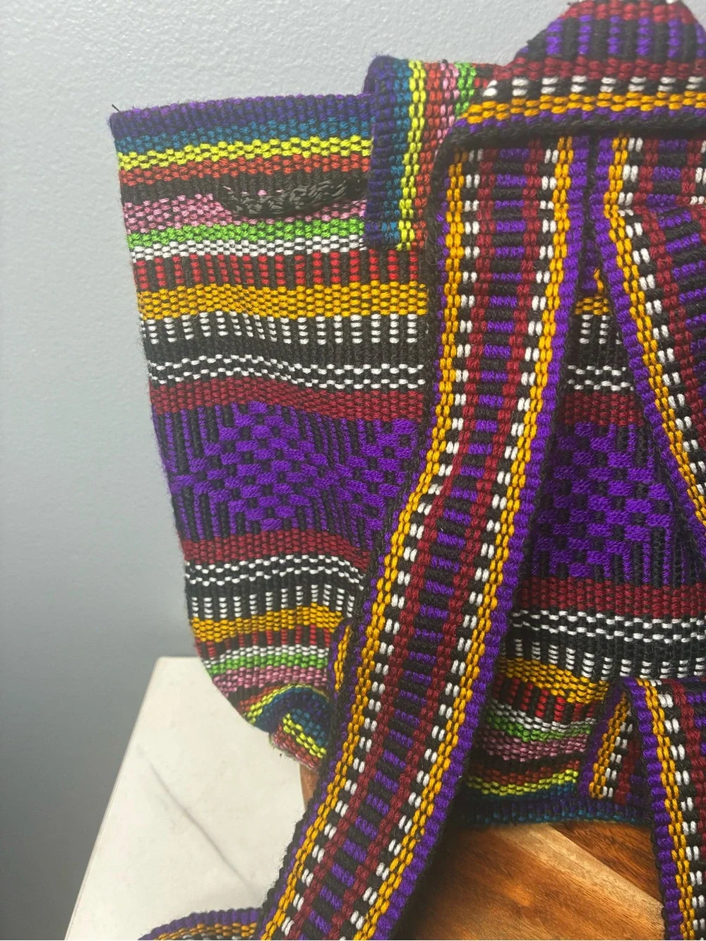 Pinzon Woven Backpack Purple Multicolor Festival Boho Bag